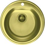 Casa si Gradina - Sanitare - Chiuveta bucatarie si accesorii - Chiuvete bucatarie - Chiuveta bucatarie Alveus Monarch Form 30, diametru 510mm, adancime 185 mm, sifon finisaj gold inclus, Inox, Gold - Infinity.ro