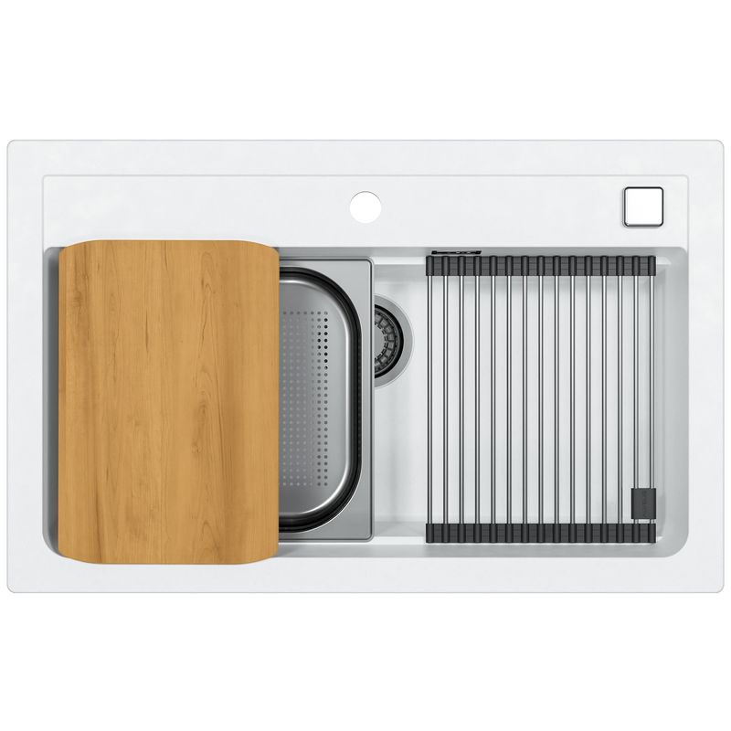 Casa si Gradina - Sanitare - Chiuveta bucatarie si accesorii - Chiuvete bucatarie - Chiuveta bucatarie Alveus Atrox 40, material compozit, 790x500x200mm, sifon pop-up inclus, Alb - Infinity.ro