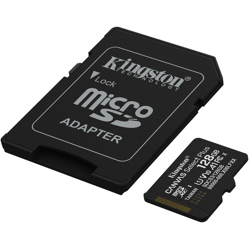 TV, Audio-Video si Foto - Aparate foto si accesorii - Accesorii foto si video - Carduri memorie - Card de Memorie MicroSDXC Kingston, 128GB, Select Plus, Clasa 10 UHS-I Performance, Cu adaptor - Infinity.ro