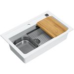 Casa si Gradina - Sanitare - Chiuveta bucatarie si accesorii - Chiuvete bucatarie - Chiuveta bucatarie Alveus Atrox 40, material compozit, 790x500x200mm, sifon pop-up inclus, Alb - Infinity.ro