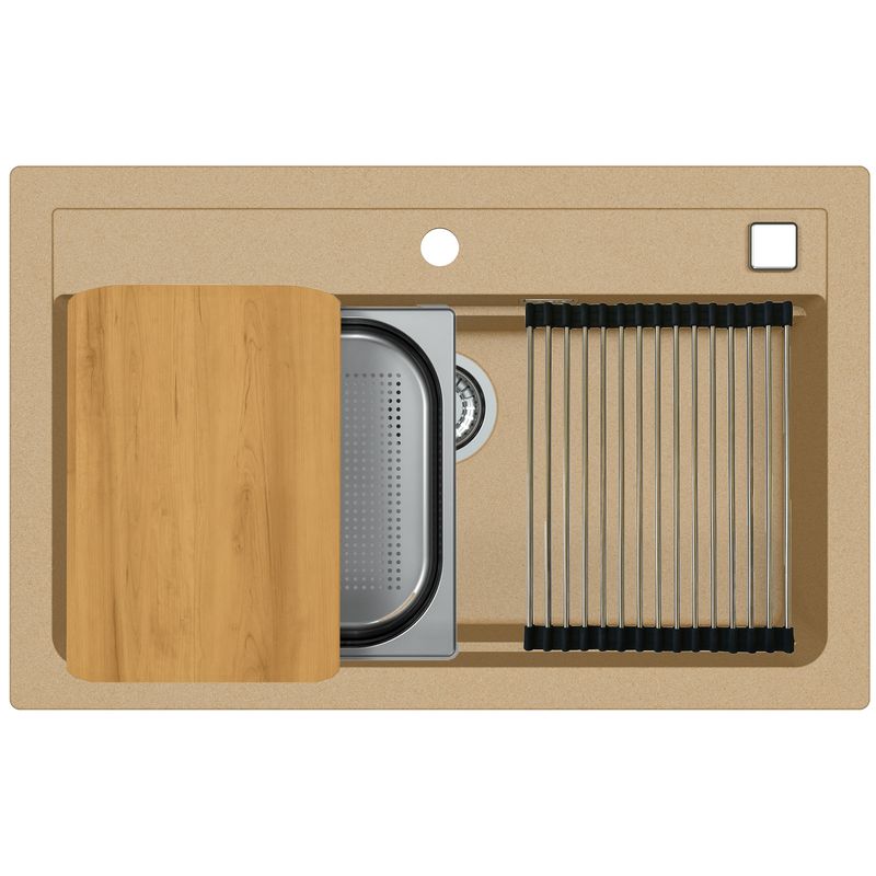 Casa si Gradina - Sanitare - Chiuveta bucatarie si accesorii - Chiuvete bucatarie - Chiuveta bucatarie Alveus Atrox 40, material compozit, 790x500x200mm, sifon pop-up inclus, Beige - Infinity.ro