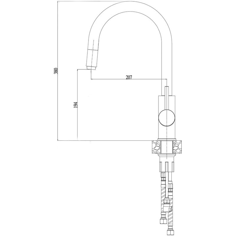 Casa si Gradina - Sanitare - Lavoar baie si accesorii - Baterii sanitare - Baterie Alveus Delos, cap extractibil, dus, cartus ceramic, Negru - Infinity.ro