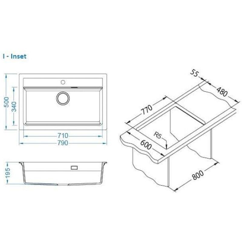Casa si Gradina - Sanitare - Chiuveta bucatarie si accesorii - Chiuvete bucatarie - Chiuveta bucatarie Alveus Atrox 40, material compozit, 790x500x200mm, sifon pop-up inclus, Negru - Infinity.ro