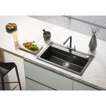 Casa si Gradina - Sanitare - Chiuveta bucatarie si accesorii - Chiuvete bucatarie - Chiuveta bucatarie Alveus Atrox 40, material compozit, 790x500x200mm, sifon pop-up inclus, Negru - Infinity.ro