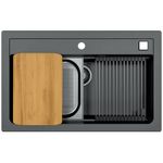 Casa si Gradina - Sanitare - Chiuveta bucatarie si accesorii - Chiuvete bucatarie - Chiuveta bucatarie Alveus Atrox 40, material compozit, 790x500x200mm, sifon pop-up inclus, Negru - Infinity.ro