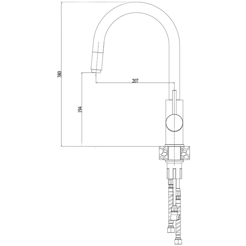Casa si Gradina - Sanitare - Lavoar baie si accesorii - Baterii sanitare - Baterie Alveus Delos, cap extractibil, dus, cartus ceramic, Bej - Infinity.ro