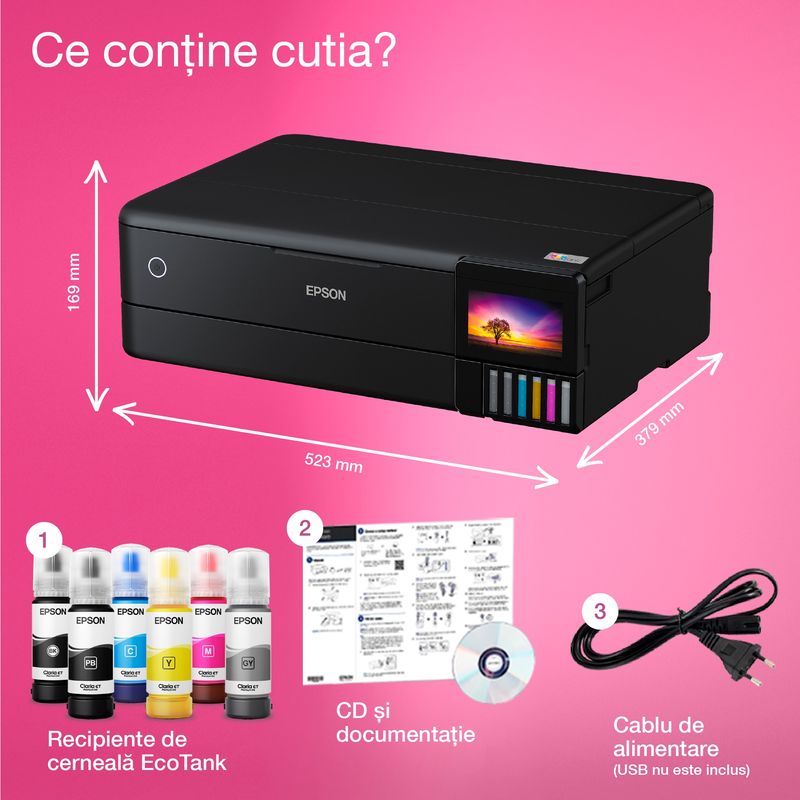 PC, gaming si accesorii - Imprimante, scanere & consumabile - Imprimante - Imprimante si multifunctionale - Multifunctional inkjet color CISS Epson EcoTank L8180, LAN, Wireless, A3+ - Infinity.ro