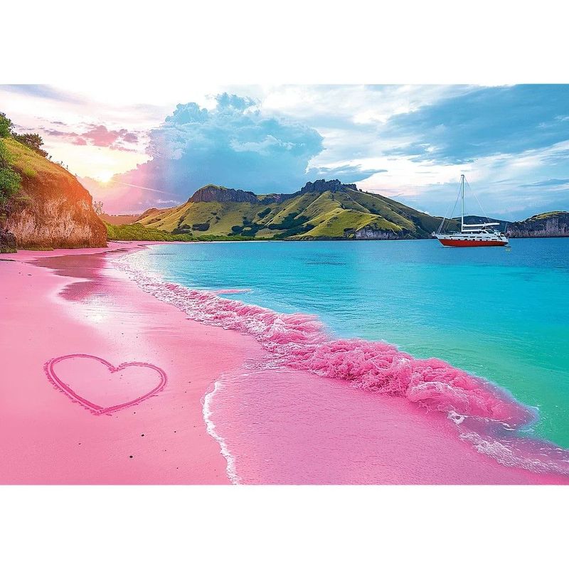 Jucarii, Copii si Bebe - Jucarii si jocuri - Jocuri si puzzle - Puzzle - PUZZLE TREFL 1000 COLECTIA SUA PLAJA TROPICALA ROZ POSTER INCLUS - Infinity.ro