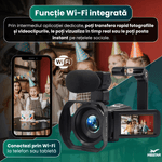 TV, Audio-Video si Foto - Camere video - Camere video profesionale - Camera Video 8K Ultra HD Retro MBSTAR, WiFi, Ecran Rotativ, Stabilizare EIS, Zoom digital 18x, Microfon, Negru, 1500mAh - Infinity.ro