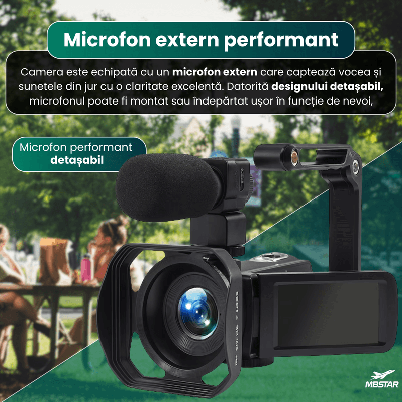 TV, Audio-Video si Foto - Camere video - Camere video profesionale - Camera Video 8K Ultra HD Retro MBSTAR, WiFi, Ecran Rotativ, Stabilizare EIS, Zoom digital 18x, Microfon, Negru, 1500mAh - Infinity.ro