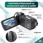 TV, Audio-Video si Foto - Camere video - Camere video profesionale - Camera Video 8K Ultra HD Retro MBSTAR, WiFi, Ecran Rotativ, Stabilizare EIS, Zoom digital 18x, Microfon, Negru, 1500mAh - Infinity.ro