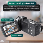 TV, Audio-Video si Foto - Camere video - Camere video profesionale - Camera Video 8K Ultra HD Retro MBSTAR, WiFi, Ecran Rotativ, Stabilizare EIS, Zoom digital 18x, Microfon, Negru, 1500mAh - Infinity.ro