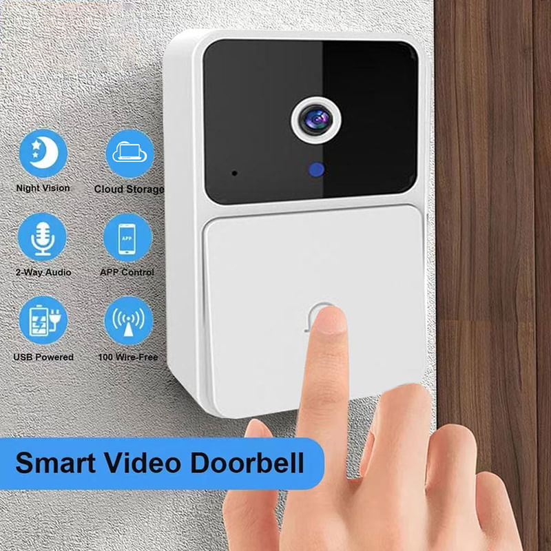 Casa si Gradina - Electrice - Smart Home - Accesorii control acces si supraveghere - Sonerie Video Wireless 480p, WiFi 2.4GHz, Audio Bidirectional, Night Vision, Aplicatie Detectie Miscare, Alb LED IR - Infinity.ro