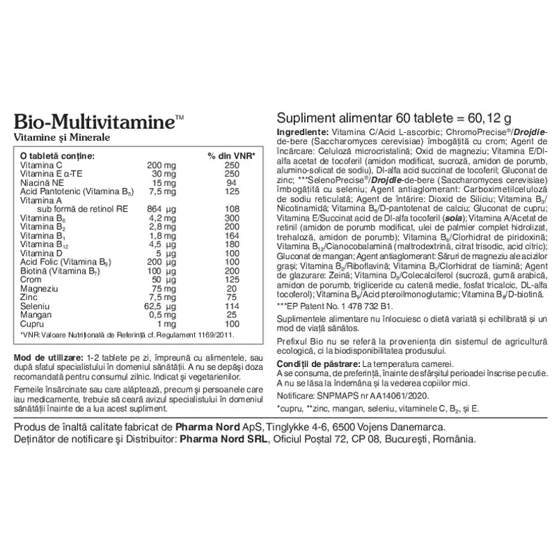 Ingrijire personala si Cosmetice - Sanatate si wellness - Suplimente alimentare - Vitamine si minerale - Bio-Multivit 60 tb - Infinity.ro