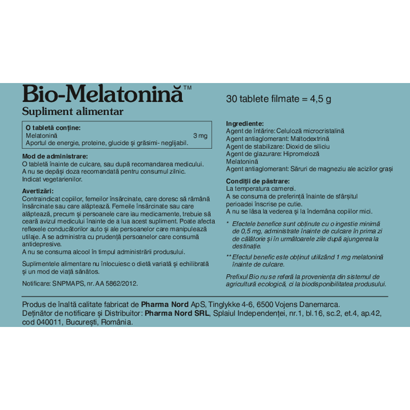 Ingrijire personala si Cosmetice - Sanatate si wellness - Suplimente alimentare - Vitamine si minerale - Bio-Melatonina 1 mg Melatomelt 30 tb - Infinity.ro