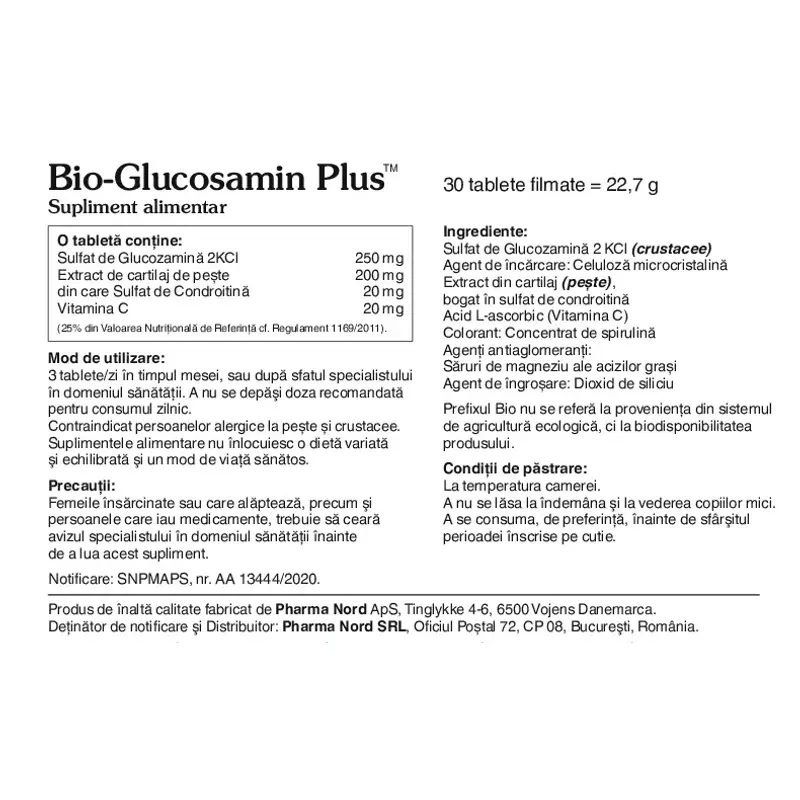 Ingrijire personala si Cosmetice - Sanatate si wellness - Suplimente alimentare - Vitamine si minerale - Bio-Glucosamin Plus 30 tb 250 mg - Infinity.ro