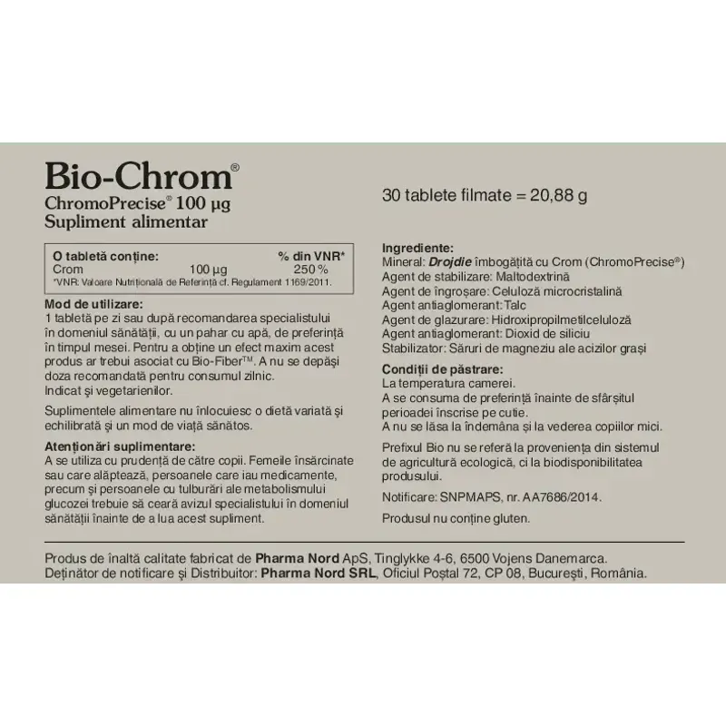 Ingrijire personala si Cosmetice - Sanatate si wellness - Suplimente alimentare - Vitamine si minerale - Bio-Chrom 30 tb - Infinity.ro
