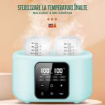 Jucarii, Copii si Bebe - Hrana si alaptare - Biberoane, suzete si accesorii hranire - Incalzitoare si termosuri bebe - Sterilizator si Incalzitor Biberoane 8-in-1, Linomag®, 240ml, Temperatura Reglabila 37-100°C, Ecran LCD, Verde pal - Infinity.ro