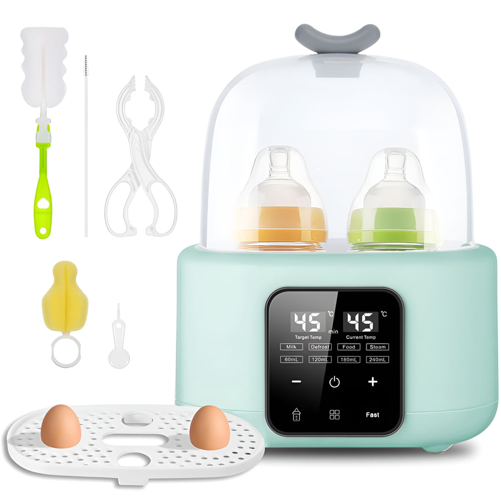 Sterilizator si Incalzitor Biberoane 8-in-1, Linomag®, 240ml, Temperatura Reglabila 37-100°C, Ecran LCD, Verde pal
