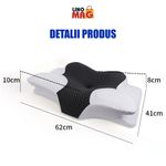 Casa si Gradina - Textile si covoare - Perne si pilote - Perne - Perna Ortopedica Cervicala  Linomag®, Spuma cu Memorie, Husa lavabila, Suport pentru gat, umeri si brate, Alb/Negru - Infinity.ro