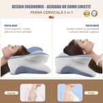 Casa si Gradina - Textile si covoare - Perne si pilote - Perne - Perna Ortopedica Cervicala Linomag®, Spuma cu Memorie,  Suport pentru cap, gat, umeri si brate, Alb/Albastru pastel - Infinity.ro