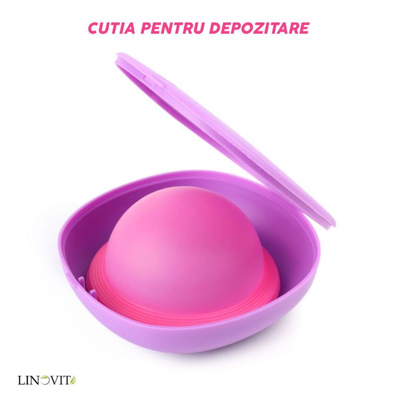 Ingrijire personala si Cosmetice - Ingrijire personala - Igiena intima - Tampoane si absorbante - Set 2 Discuri Menstruale Reutilizabile + Cutie de Depozitare, Linovit®, Silicon de Uz Medical, Marime S, Roz/Negru - S - Infinity.ro