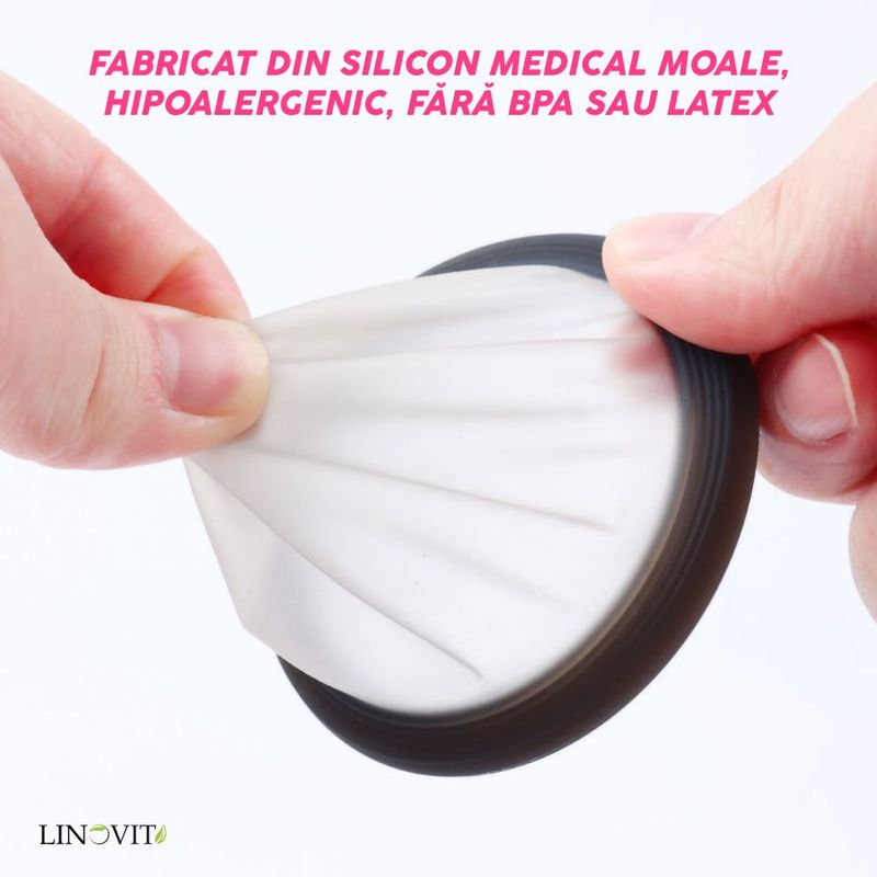 Ingrijire personala si Cosmetice - Ingrijire personala - Igiena intima - Tampoane si absorbante - Set 2 Discuri Menstruale Reutilizabile + Cutie de Depozitare, Linovit®, Silicon de Uz Medical, Marime S, Roz/Negru - S - Infinity.ro