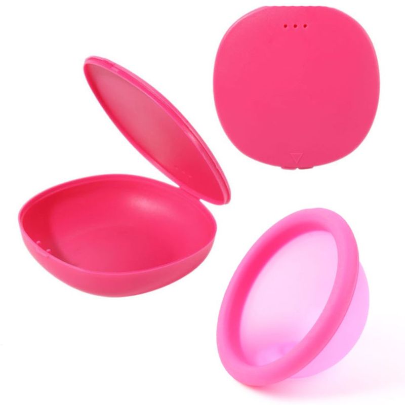 Ingrijire personala si Cosmetice - Ingrijire personala - Igiena intima - Tampoane si absorbante - Set 2 Discuri Menstruale Reutilizabile + Cutie de Depozitare, Linovit®, Silicon de Uz Medical, Marime S, Roz/Negru - S - Infinity.ro