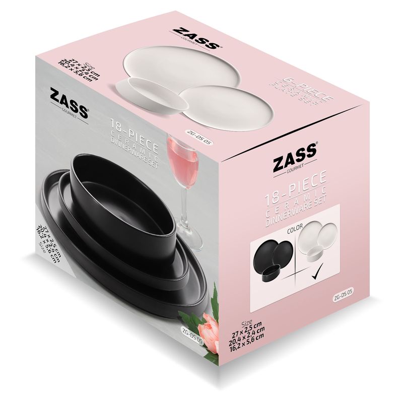 Casa si Gradina - Bucatarie si vesela - Vesela si tacamuri - Servicii de masa - Set vesela material ceramic 18 piese ZASS ZG-DS 05 Negru - Infinity.ro