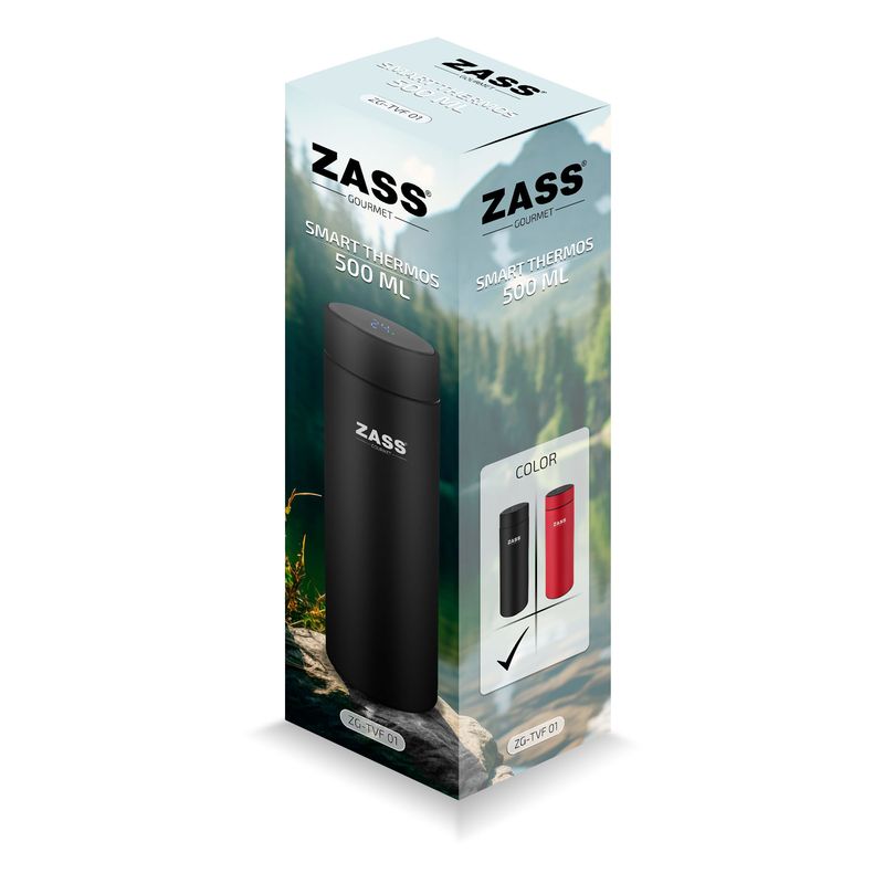 Casa si Gradina - Bucatarie si vesela - Accesorii bar - Termosuri si Cani termos - Termos smart cu afisaj digital al temperaturii - 500 ml ZASS ZG-TVF 01 Negru - Infinity.ro