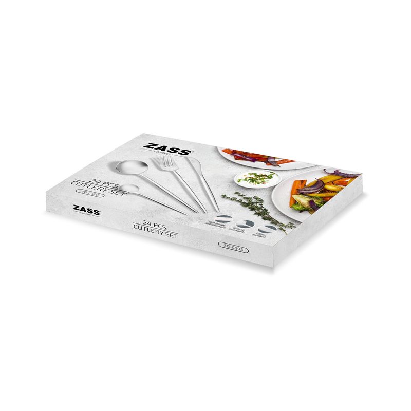 Casa si Gradina - Bucatarie si vesela - Vesela si tacamuri - Tacamuri si seturi - Set tacamuri argintii cu finisaj mat - 24 piese ZASS ZG-CS 03 - Infinity.ro