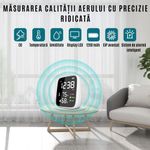 Casa si Gradina - Electrice - Smart Home - Centrale si module smart home - Detector Fum WIFI CZAY®, Senzor CO Monoxid de Carbon, Smart, Alarma Sonora, Wireless, Temperatura si Umiditate, 1200 mAh - Infinity.ro