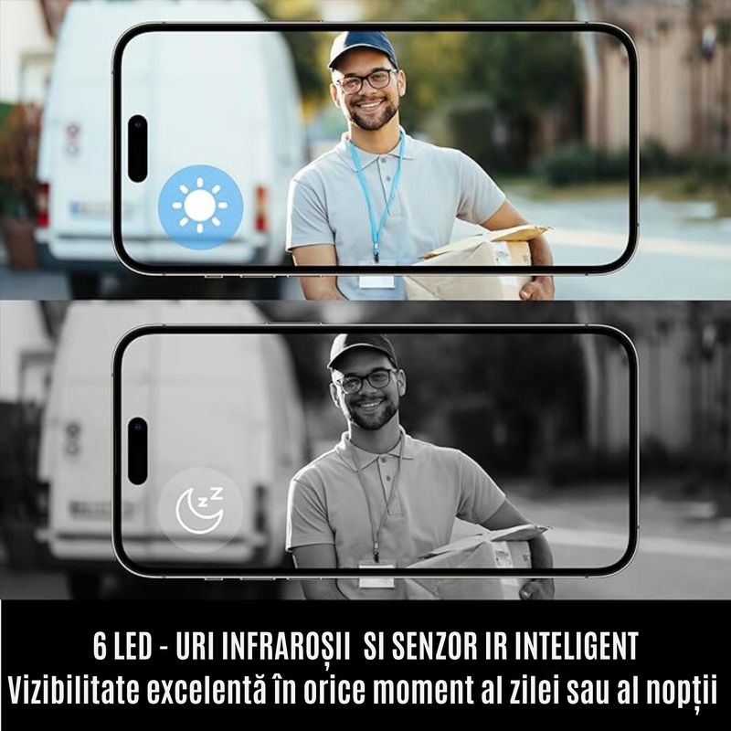 Casa si Gradina - Electrice - Accesorii electrice - Sonerii electrice - Sonerie Video Wireless CZAY®, 5G, Smart, Microfon Bidirectional, Detectie Miscare, 1080P Full HD Infrarosu Night Vision - Infinity.ro