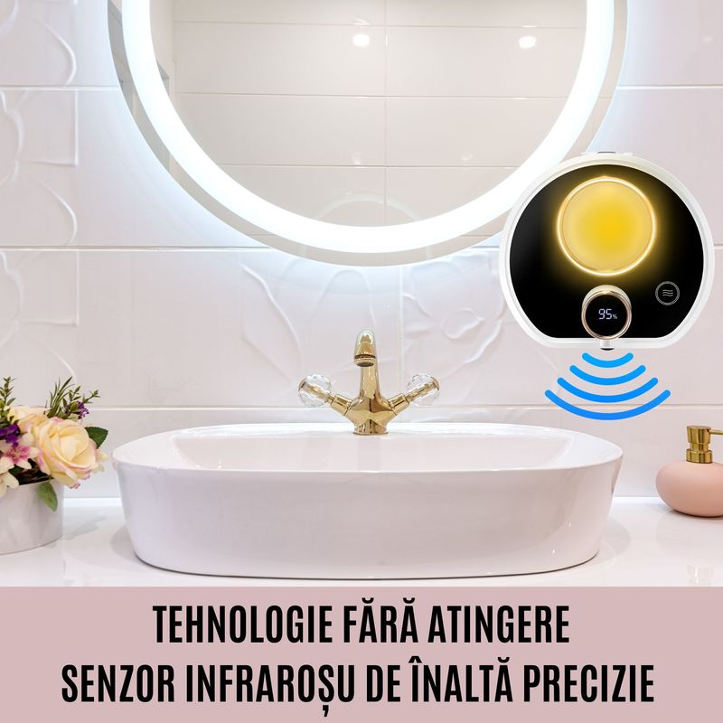 Casa si Gradina - Sanitare - Suporturi si accesorii baie - Dispensere - Dispenser Sapun Lichid Spuma CZAY®, Dozator cu Senzor, Baie, Lumina Ambientala, Fara Atingere, Prindere Perete, Fara fir - Infinity.ro