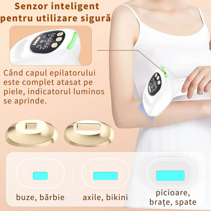Ingrijire personala si Cosmetice - Aparate & accesorii ingrijire personala - Epilatoare si accesorii - Epilatoare - Epilator IPL fara Durere CZAY®, Aparat Epilare Definitiva, 999.999 Impulsuri, Ice-Cooling, Elimina pete, Intinerire - Infinity.ro