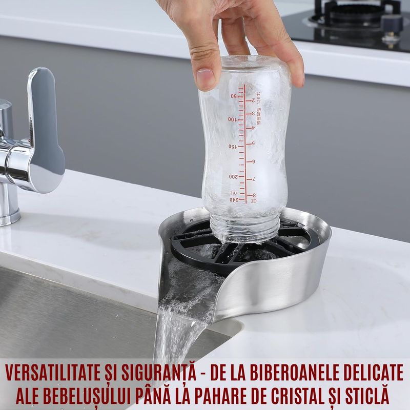 Casa si Gradina - Sanitare - Chiuveta bucatarie si accesorii - Accesorii chiuvete - Dispozitiv Spalare si Clatire Pahare CZAY® Chiuveta, Furtun Detasabil 80 cm cu Presiune, Rinser Rotire Automata la 360º - Infinity.ro