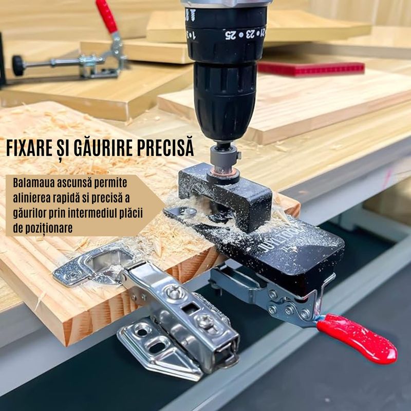 Casa si Gradina - Constructii - Scule electrice si accesorii - Seturi si accesorii pentru gaurit si insurubat - Dispozitiv de Ghidare pentru Gaurire Balamale CZAY®,  Sablon de Perforare si Pozitionare, Diametru 35 mm, 8 Piese - Infinity.ro