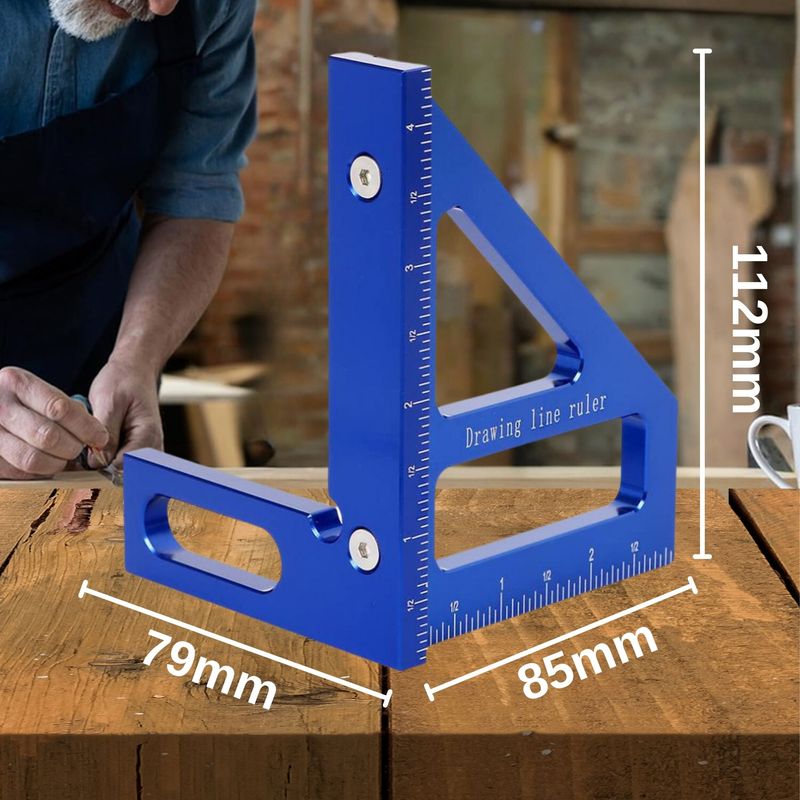 Casa si Gradina - Constructii - Scule de mana si unelte - Unelte de masurat - Vinclu metalic  45º/90º CZAY®, Rigla Tamplarie Triunghiulara Precizie Ridicata 0, 002 mm,  Imbinare Lemn,  112*85*79 mm - Infinity.ro
