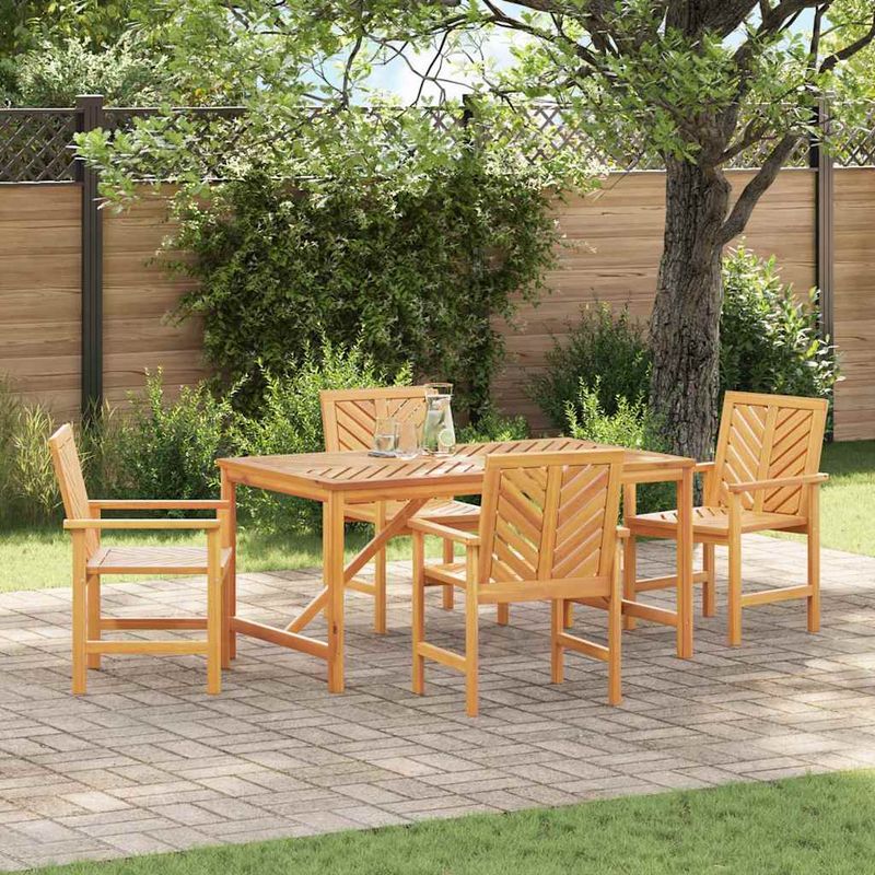 Casa si Gradina - Gradina si terasa - Mobilier exterior - Mese gradina - Set de masa pentru gradina 5 pcs Maro Lemn Solid de Acacia - Infinity.ro