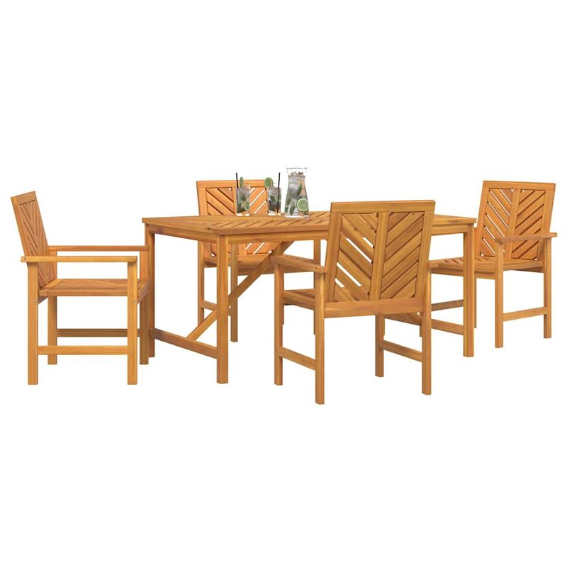 Casa si Gradina - Gradina si terasa - Mobilier exterior - Mese gradina - Set de masa pentru gradina 5 pcs Maro Lemn Solid de Acacia - Infinity.ro