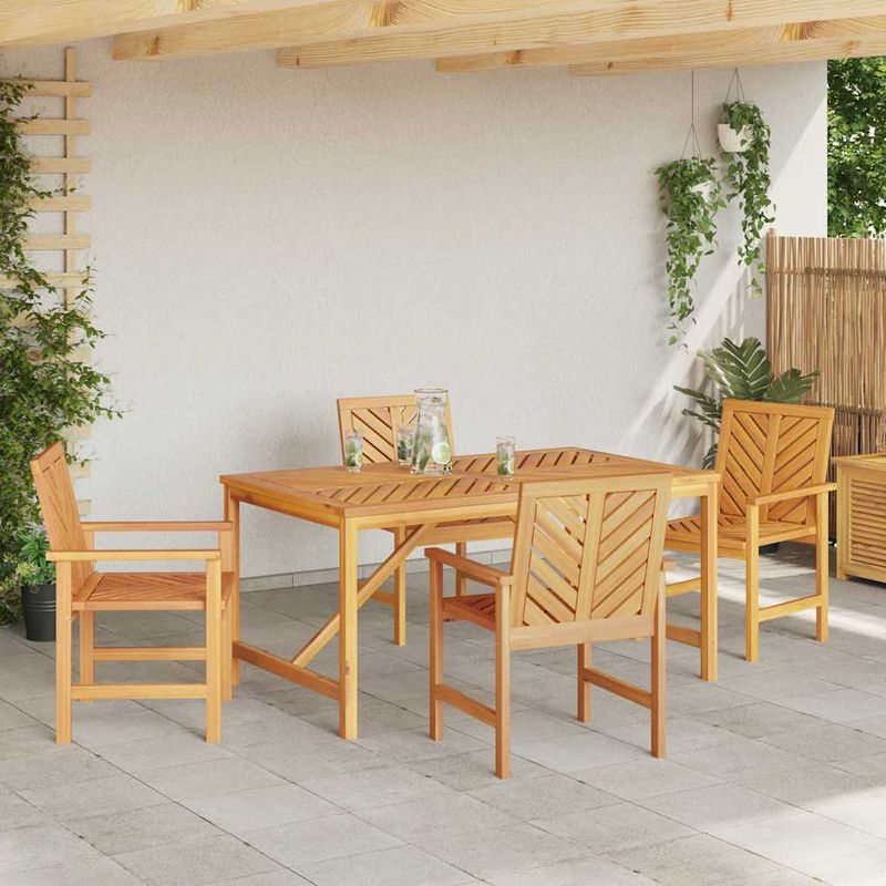 Casa si Gradina - Gradina si terasa - Mobilier exterior - Mese gradina - Set de masa pentru gradina 5 pcs Maro Lemn Solid de Acacia - Infinity.ro