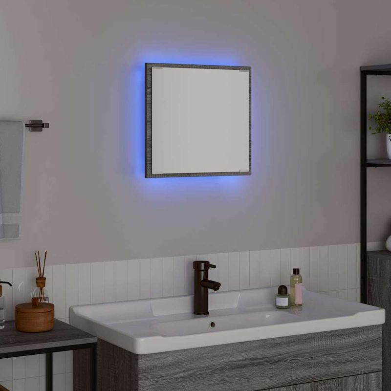 Casa si Gradina - Mobilier - Mobilier baie - Oglinzi baie - Oglinda de baie cu LED Pe perete Gri Sonoma 40 x 37 x 8.5 cm - Infinity.ro