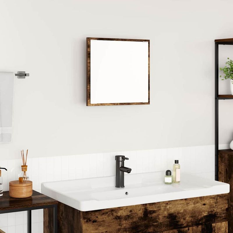 Casa si Gradina - Mobilier - Mobilier baie - Oglinzi baie - Oglinda LED de baie Stejar fumuriu 40x8.5x37 cm Lemn ingineresc - Infinity.ro