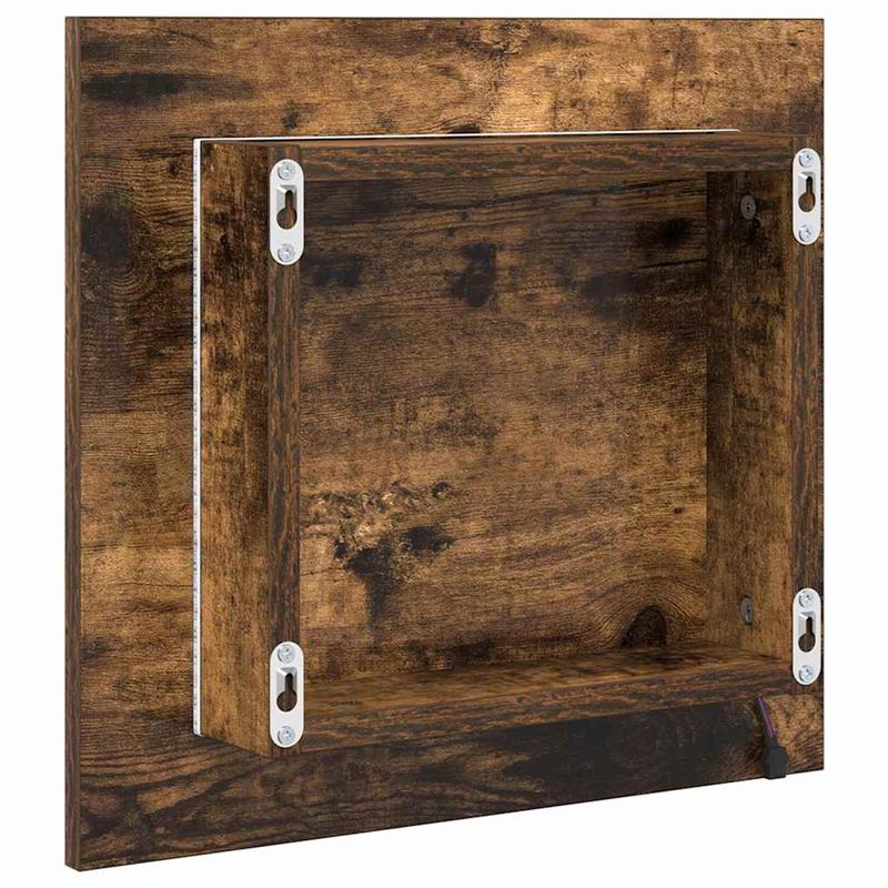 Casa si Gradina - Mobilier - Mobilier baie - Oglinzi baie - Oglinda LED de baie Stejar fumuriu 40x8.5x37 cm Lemn ingineresc - Infinity.ro