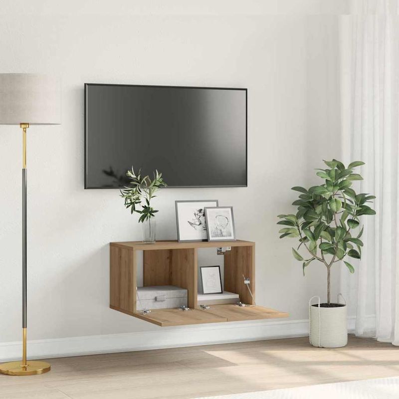 Casa si Gradina - Mobilier - Seturi de mobilier - Seturi living - Set comoda TV Pe perete Maro 60 x 30 x 30 cm Lemn compozit - Infinity.ro