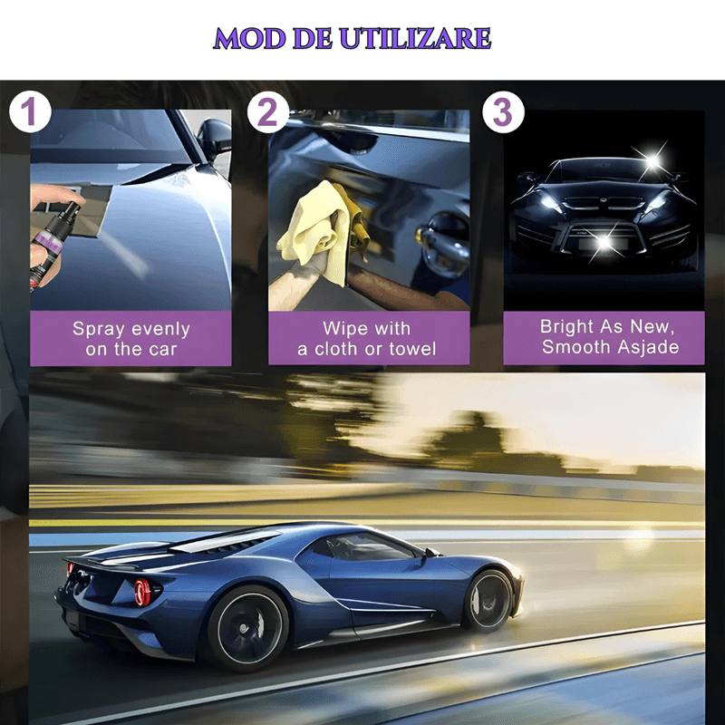 Auto si Moto - Intretinere auto - Produse curatare auto - Shine Armor - Spray Ceramic 3 in 1 pentru Protectie si Lustruire - Kit 236 ml cu laveta microfibra si pulverizator - Infinity.ro