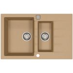 Casa si Gradina - Sanitare - Chiuveta bucatarie si accesorii - Chiuvete bucatarie - Chiuveta Alveus Cadit 70 bej, material compozit, reversibila, sifon pop-up inclus, 790x500x200mm - Infinity.ro