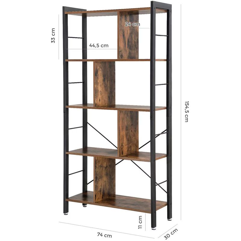 Casa si Gradina - Mobilier - Biblioteci si rafturi - Rafturi - Raft depozitare/biblioteca cu 4 niveluri, Design industrial, 74 x 30 x 154 cm - Infinity.ro