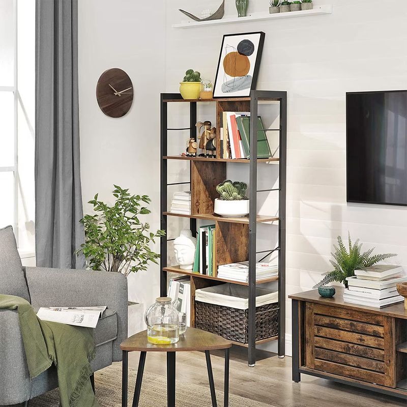 Casa si Gradina - Mobilier - Biblioteci si rafturi - Rafturi - Raft depozitare/biblioteca cu 4 niveluri, Design industrial, 74 x 30 x 154 cm - Infinity.ro