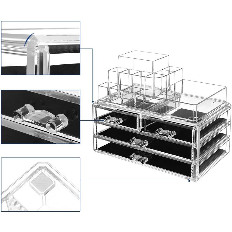 Ingrijire personala si Cosmetice - Machiaj - Portfarduri si genti cosmetice - Organizator cosmetica cu 2 niveluri si 4 sertare mari, Acril - Infinity.ro